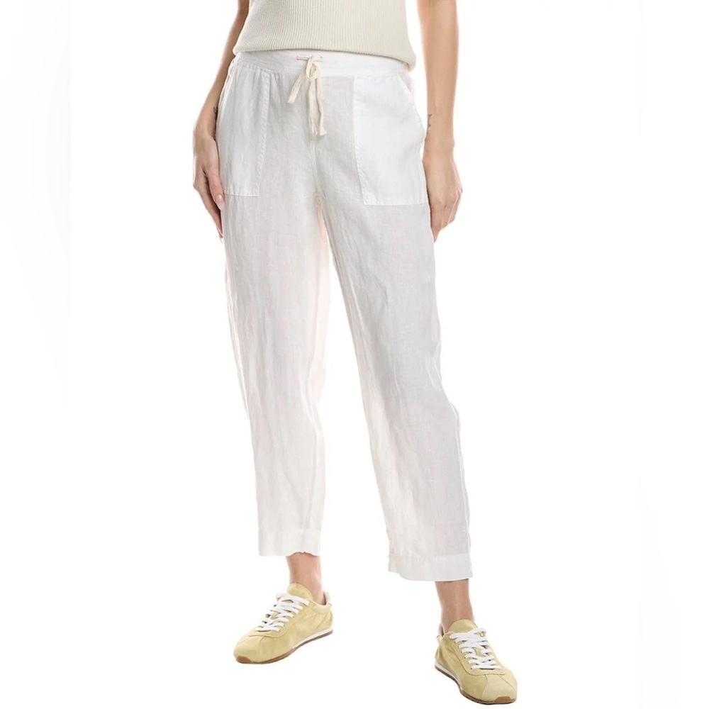 Michael Stars Women’s White Pepper Cropped Linen Pants Medium Boho Sheer